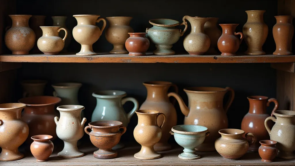 Display of antique pottery
