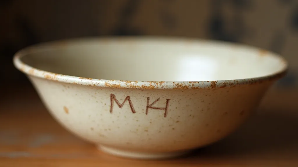 Incised maker's mark on pottery bowl