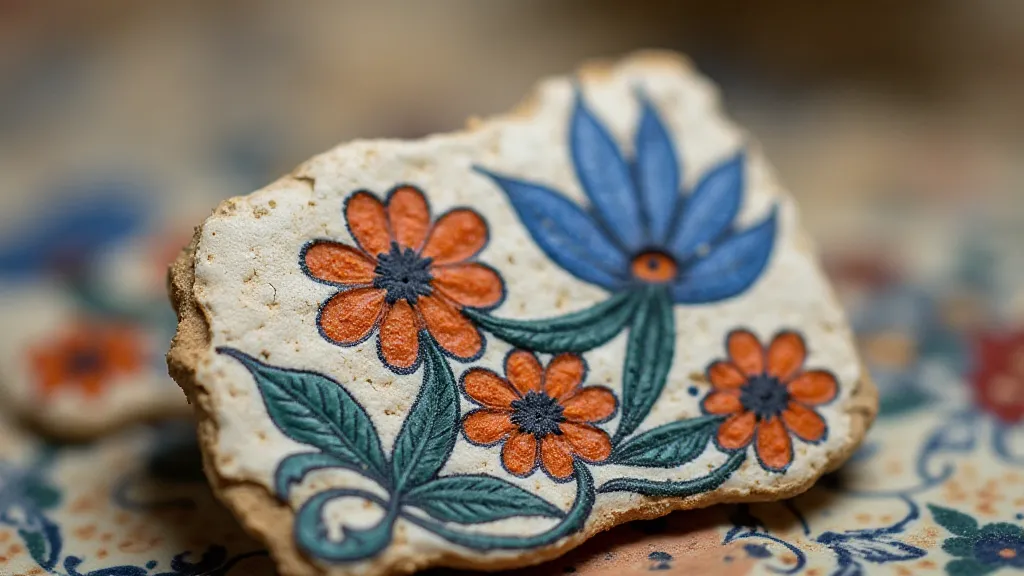 Fragment of Iznik pottery with floral design