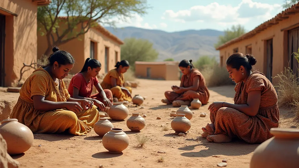 Women painting pottery in Mata Ortiz, Mexico