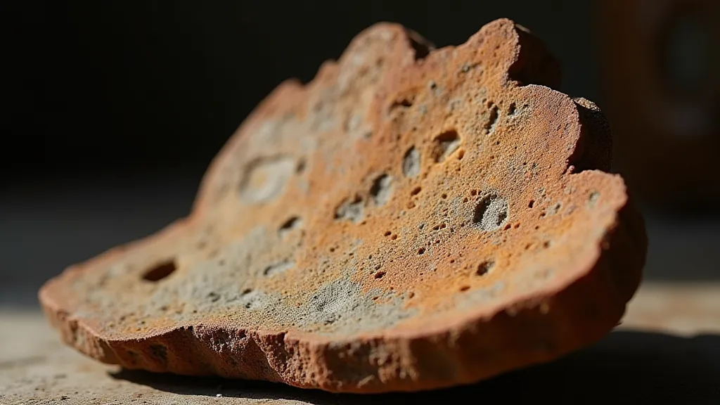 Antique pottery shard showing layered glazes