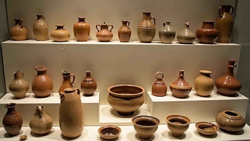 Display of regional pottery pieces
