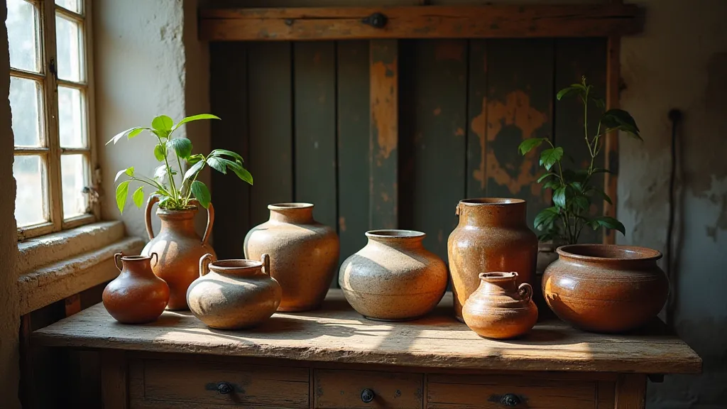 Collection of antique pottery from different regions