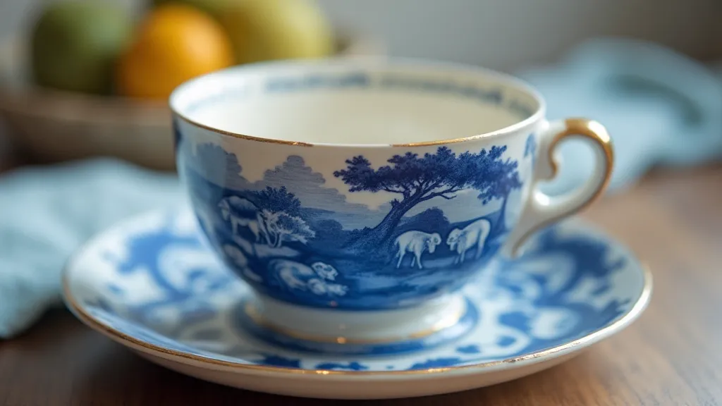 Antique Staffordshire blue transferware pottery